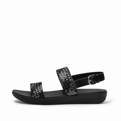 Fitflop BARRA Silky Weave Back-Strap Naisten Sandaalit Mustat | VYP-813752