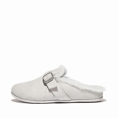 Fitflop CHRISSIE Buckle Shearling-Lined Suede Naisten Tossut Harmaat | LQS-237465