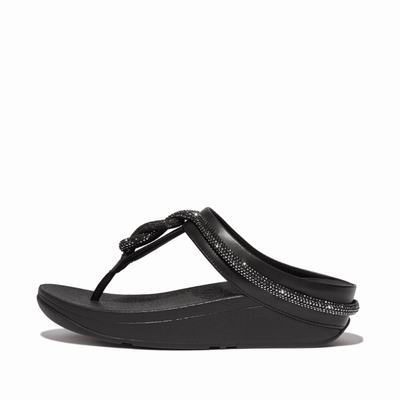 Fitflop FINO Crystal Toe-Post Naisten Sandaalit Mustat | AMS-754391