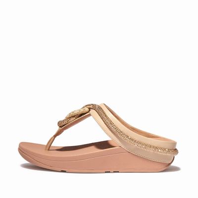 Fitflop FINO Crystal Toe-Post Naisten Sandaalit Beige | TJM-308974