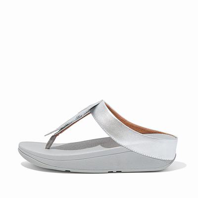 Fitflop FINO Feather Metallic Toe-Post Naisten Sandaalit Hopea | IKH-628310