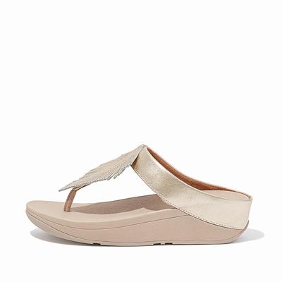 Fitflop FINO Feather Metallic Toe-Post Naisten Sandaalit Ruskea Kultaiset | NQC-871439