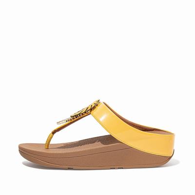 Fitflop FINO Jungle Leaf Kiiltonahka Naisten Sandaalit Oranssi Keltainen | AZM-502769