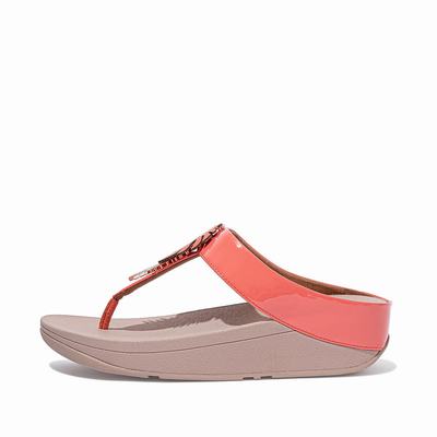 Fitflop FINO Jungle Leaf Kiiltonahka Naisten Sandaalit Koralli Pinkki | RPM-648175