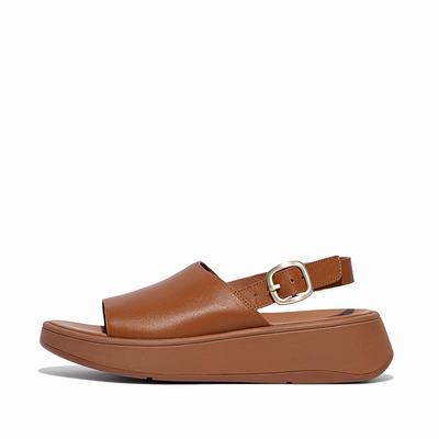 Fitflop F-MODE Leather Flatform Back-Strap Naisten Sandaalit Vaaleanruskea | POS-972014