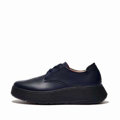 Fitflop F-MODE Leather Flatform Lace-Up Derbies Naisten Tennarit Laivastonsininen | BZD-896732