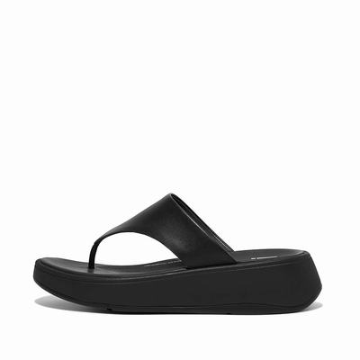 Fitflop F-MODE Leather Flatform Toe-Post Naisten Sandaalit Mustat | CQB-418239