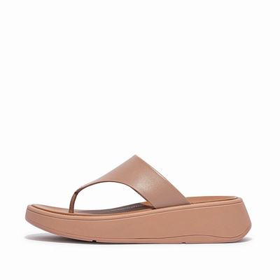 Fitflop F-MODE Leather Flatform Toe-Post Naisten Sandaalit Beige | TSZ-952670