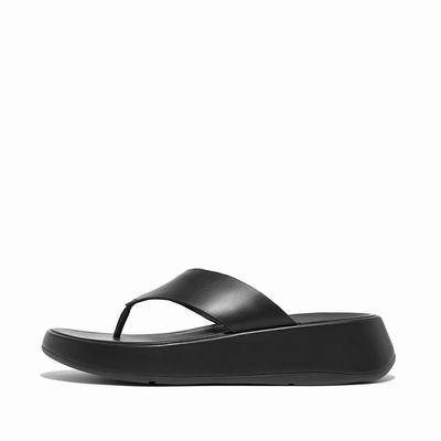 Fitflop F-MODE Luxe Leather Flatform Toe-Post Naisten Sandaalit Mustat | LUZ-135468