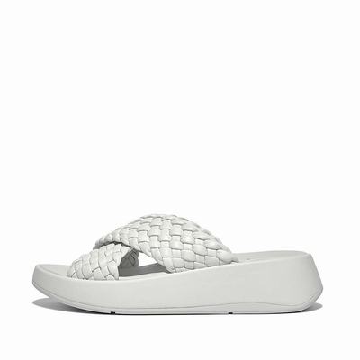 Fitflop F-MODE Woven Leather Flatform Cross Slides Naisten Sandaalit Sininen | RGH-748531