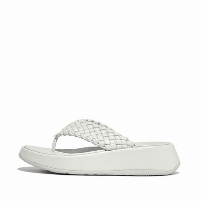 Fitflop F-MODE Woven Leather Flatform Toe-Post Naisten Sandaalit Sininen | OJM-490176