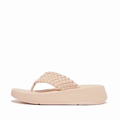 Fitflop F-MODE Woven Leather Flatform Toe-Post Naisten Sandaalit Pinkki | QFM-948215