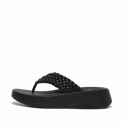 Fitflop F-MODE Woven Leather Flatform Toe-Post Naisten Sandaalit Mustat | UVB-269745