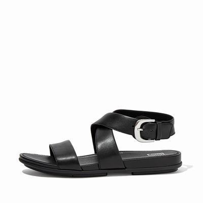 Fitflop GRACIE Buckle Leather Ankle-Strap Naisten Sandaalit Mustat | GVR-736958