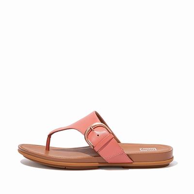 Fitflop GRACIE Buckle Leather Toe-Post Naisten Sandaalit Pinkki | SOV-860491