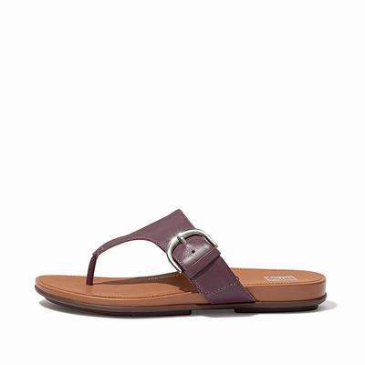 Fitflop GRACIE Buckle Leather Toe-Post Naisten Sandaalit Violetit | YQG-435180