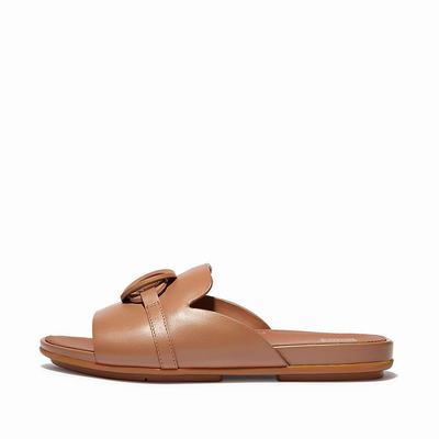 Fitflop GRACIE Circlet Leather Slides Naisten Sandaalit Ruskea | GMQ-153876