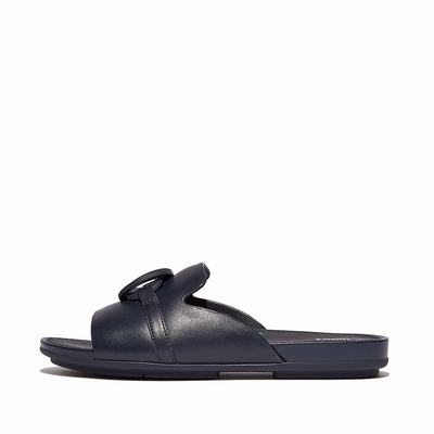 Fitflop GRACIE Circlet Leather Slides Naisten Sandaalit Laivastonsininen | RWK-938407