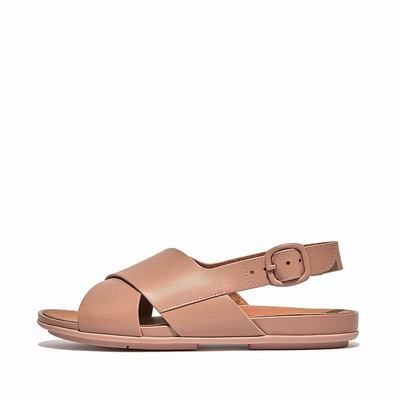 Fitflop GRACIE Leather Crisscross Naisten Sandaalit Beige | WVG-601285