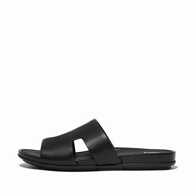 Fitflop GRACIE Leather Slides With Toe-Post Naisten Sandaalit Mustat | NBO-187325