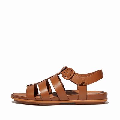 Fitflop GRACIE Matt-Buckle Leather Fisherman Naisten Sandaalit Vaaleanruskea | BGI-623975