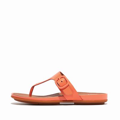 Fitflop GRACIE Matt-Buckle Leather Toe-Post Naisten Sandaalit Oranssi Koralli | AQD-674913