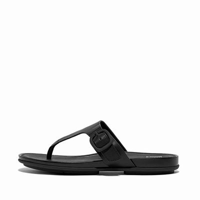 Fitflop GRACIE Matt-Buckle Leather Toe-Post Naisten Sandaalit Mustat | LNP-419065