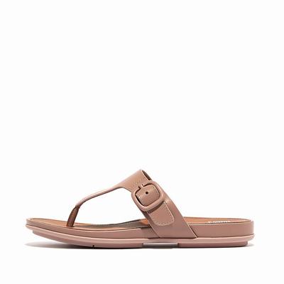 Fitflop GRACIE Matt-Buckle Leather Toe-Post Naisten Sandaalit Beige | NWM-501894