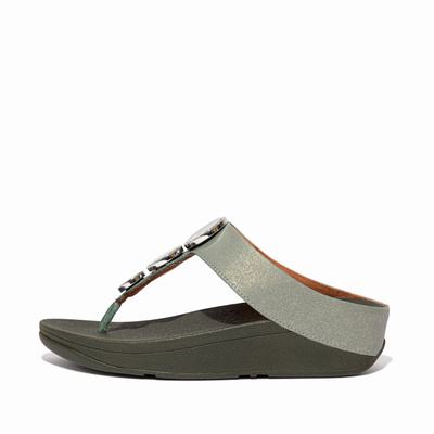 Fitflop HALO Shimmer Toe-Post Naisten Sandaalit Vihreä | LUC-806579