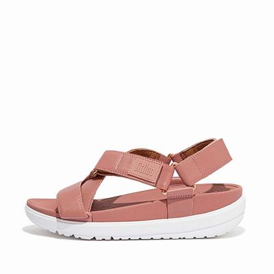 Fitflop LOOSH Leather Cross-Strap Naisten Sandaalit Pinkki | PDI-894625