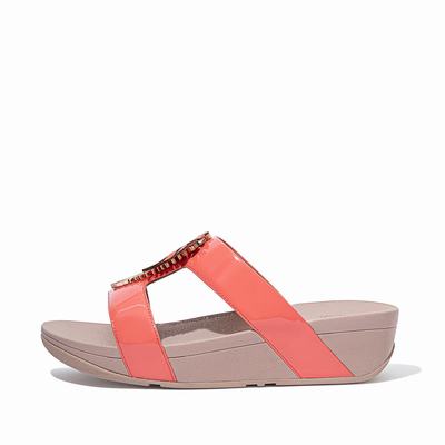 Fitflop LOTTIE Jungle Leaf Kiiltonahka Slides Naisten Sandaalit Koralli Pinkki | PFW-247391