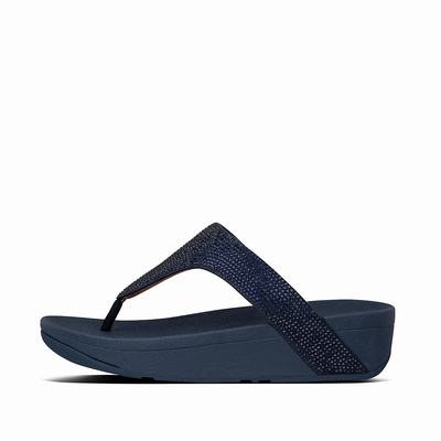 Fitflop LOTTIE Shimmercrystal Toe-Post Naisten Sandaalit Laivastonsininen | IDU-560248