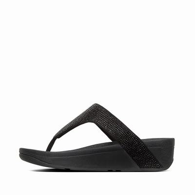 Fitflop LOTTIE Shimmercrystal Toe-Post Naisten Sandaalit Mustat | OGD-295138