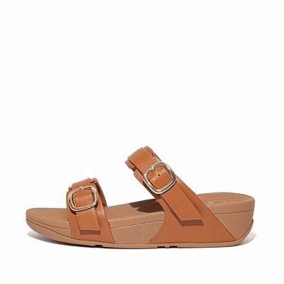 Fitflop LULU Adjustable Leather Slides Naisten Sandaalit Vaaleanruskea | AXO-429706