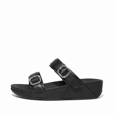 Fitflop LULU Adjustable Leather Slides Naisten Sandaalit Mustat | HOP-240758