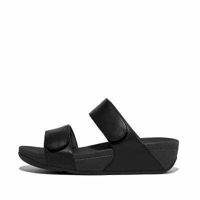 Fitflop LULU Adjustable Leather Slides Naisten Sandaalit Mustat | WCP-470681