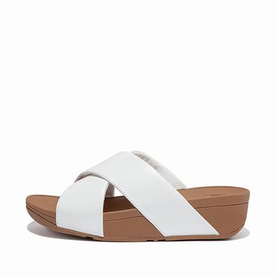 Fitflop LULU Leather Cross Slides Naisten Sandaalit Valkoinen | UYK-605814