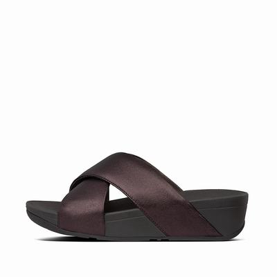 Fitflop LULU Metallic Leather Cross Slides Naisten Sandaalit Suklaa | SRG-310678