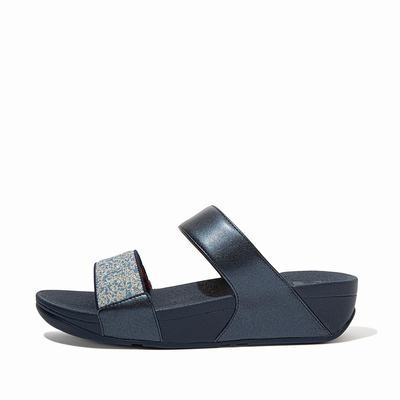 Fitflop LULU Shimmer Splash Slides Naisten Sandaalit Laivastonsininen | CUG-271549