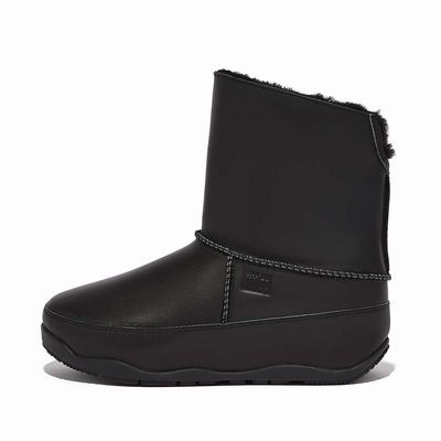 Fitflop Original MUKLUK SHORTY Shearling-Lined Leather Naisten Nilkkurit Mustat | VSF-249531