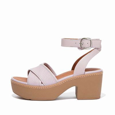 Fitflop PILAR Canvas Ankle-Strap Naisten Platform Sandaalit Pinkki | FAO-102356