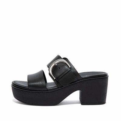 Fitflop PILAR Leather Slide Naisten Platform Sandaalit Mustat | IZK-082497