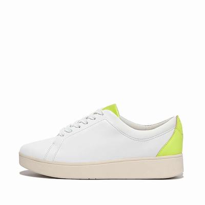 Fitflop RALLY Neon-Pop Leather Naisten Tennarit Valkoinen Keltainen | EQB-429387