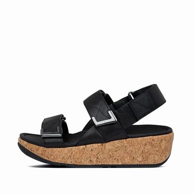 Fitflop REMI Adjustable Leather Naisten Sandaalit Mustat | EWS-517238