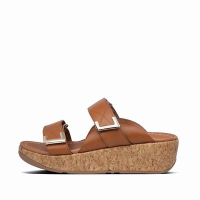 Fitflop REMI Adjustable Leather Slides Naisten Sandaalit Vaaleanruskea | GLZ-065291