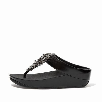 Fitflop RUMBA Beaded Toe-Post Naisten Sandaalit Mustat | FHR-413520