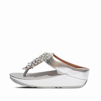 Fitflop RUMBA Beaded Toe-Post Naisten Sandaalit Hopea | JCE-570693