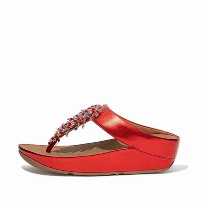 Fitflop RUMBA Beaded Toe-Post Naisten Sandaalit Punainen | KJZ-846590