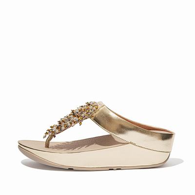 Fitflop RUMBA Beaded Toe-Post Naisten Sandaalit Ruskea Kultaiset | OTN-089345