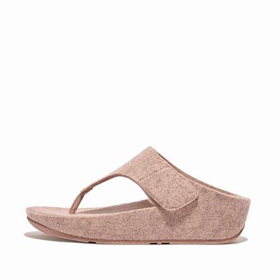 Fitflop SHUV E01 Adjustable Felt Toe-Post Naisten Sandaalit Beige | PHI-294571